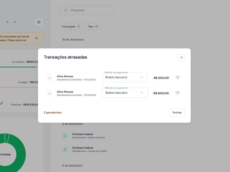 fluxo de caixa academia controle de pagamentos e inadimplência